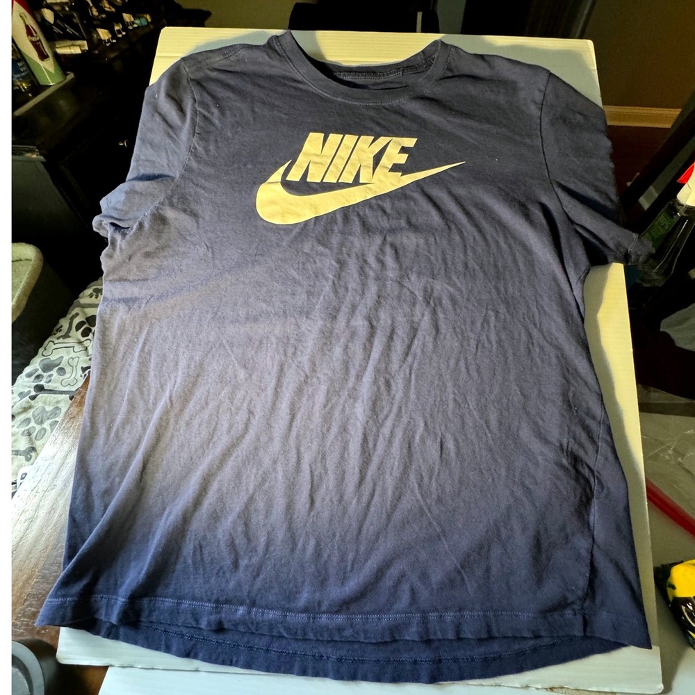 Nike Mens Futura Logo Graphic T-Shirt Navy Blue Short Sleeve XL AR5004-410